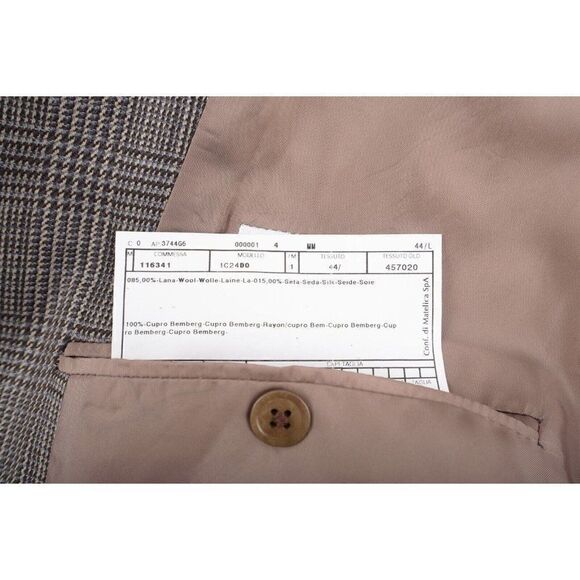 Armani Collezioni Mens Suit Jacket Sport Coat 44L Gray Black Plaid Wool Silk NWT - Picture 7 of 7